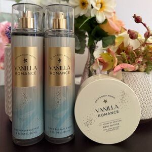 🆕🍨 BATH & BODY WORKS “VANILLA ROMANCE” 3-PIECE BODY CARE SET. NEW FULL SIZE.